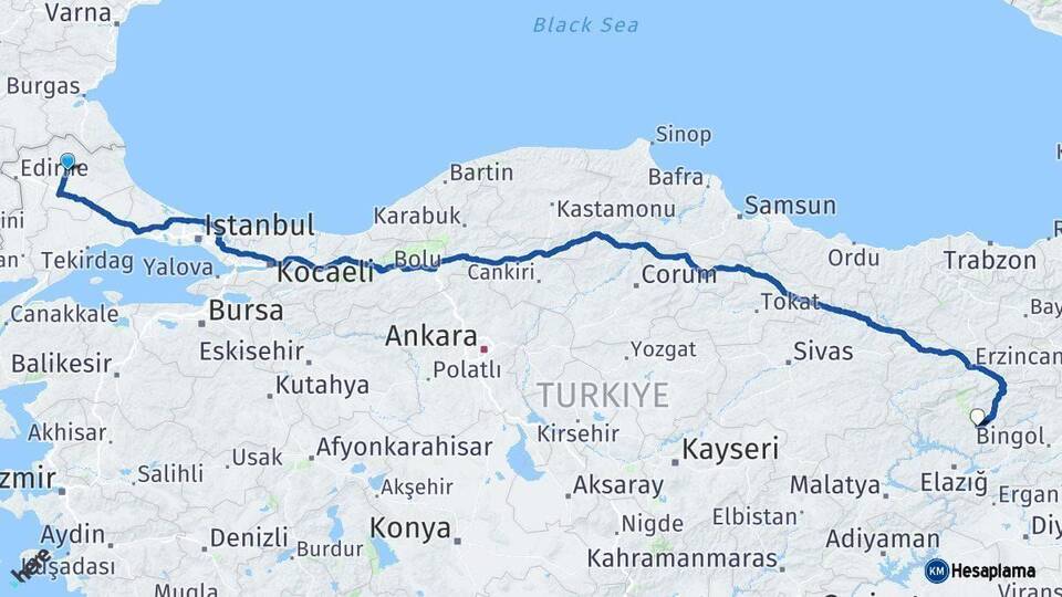 Kırklareli Tunceli Arası Kaç Km - Yol Haritası