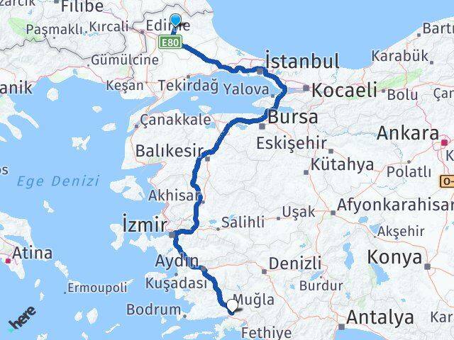 Kırklareli Ula Muğla Arası Kaç Km - Yol Haritası