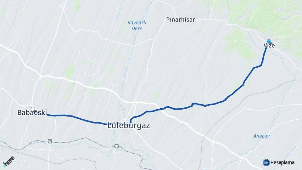 Kırklareli Vize Babaeski Arası Kaç Km - Yol Haritası