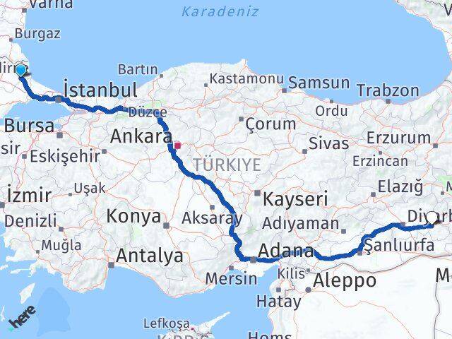 Kırklareli Vize Batman Arası Kaç Km - Yol Haritası