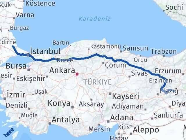 Kırklareli Vize Bingöl Arası Kaç Km - Yol Haritası