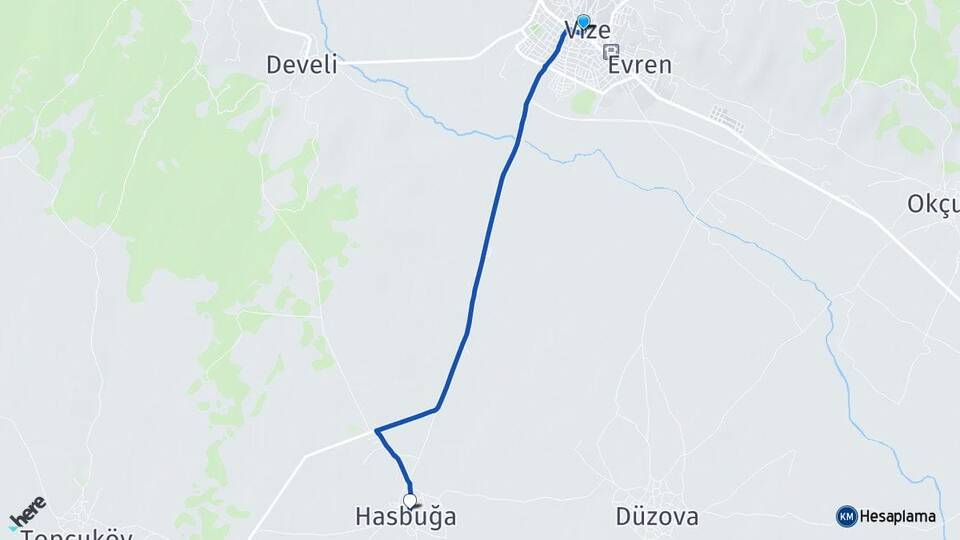 Kırklareli Vize Hasbuğa Vize Arası Kaç Km - Yol Haritası