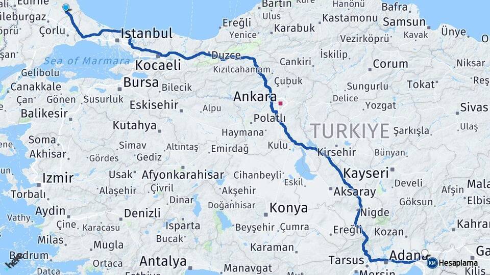 Kırklareli Vize Osmaniye Arası Kaç Km - Yol Haritası