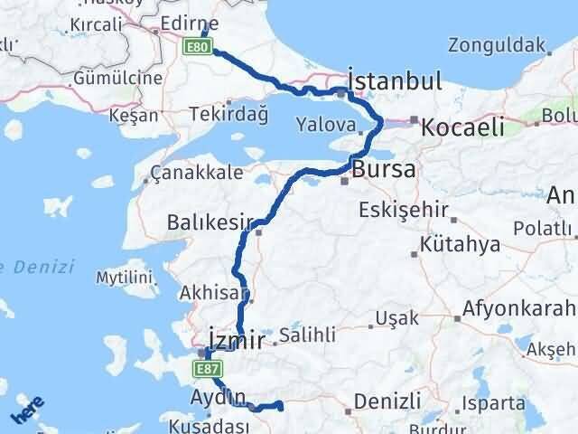 Kırklareli Yenipazar Aydın Arası Kaç Km - Yol Haritası