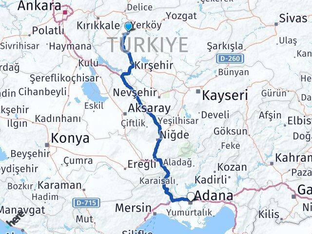 Kırşehir Akçakent Adana Arası Kaç Km - Yol Haritası
