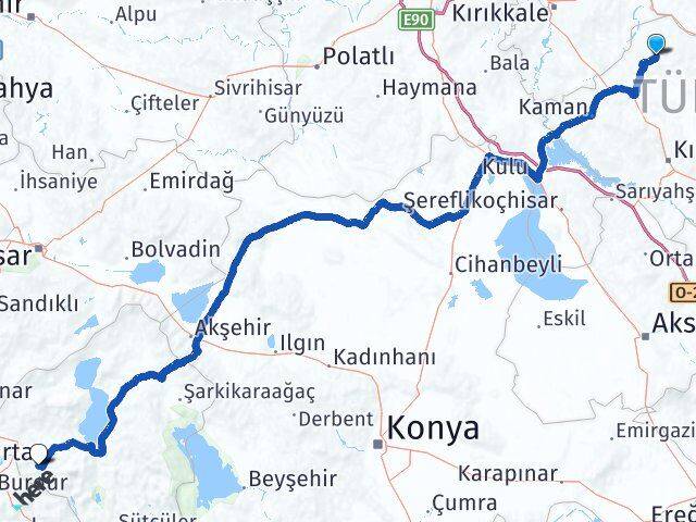 Kırşehir Akçakent Isparta Arası Kaç Km - Yol Haritası