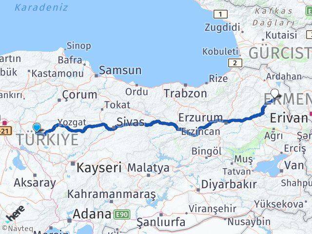 Kırşehir Akçakent Kars Arası Kaç Km - Yol Haritası