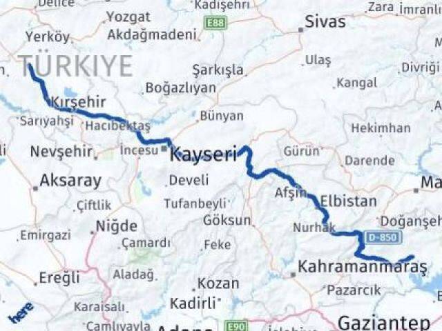 Kırşehir Akpınar Adıyaman Arası Kaç Km - Yol Haritası