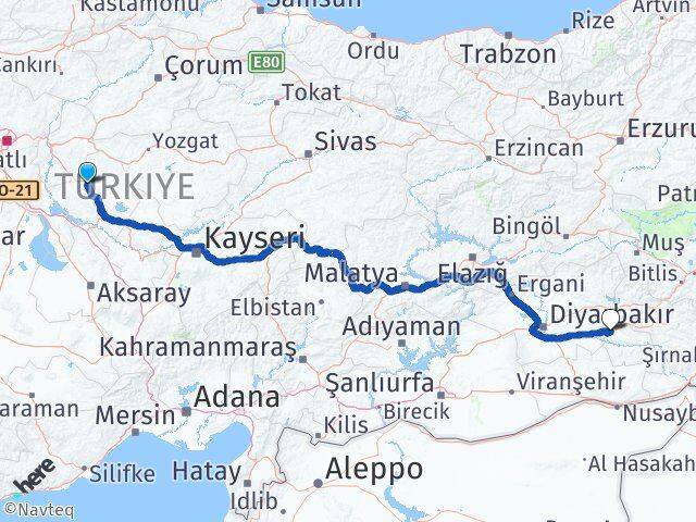 Kırşehir Akpınar Batman Arası Kaç Km - Yol Haritası