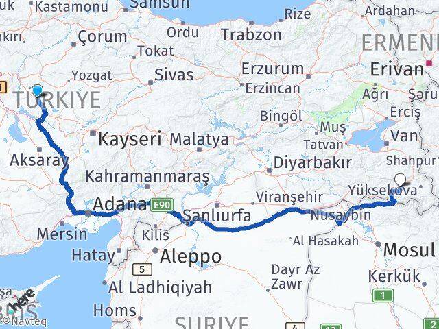 Kırşehir Akpınar Hakkari Arası Kaç Km - Yol Haritası