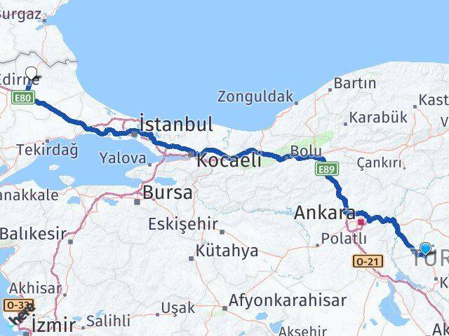 Kırşehir Akpınar Kırklareli Arası Kaç Km - Yol Haritası