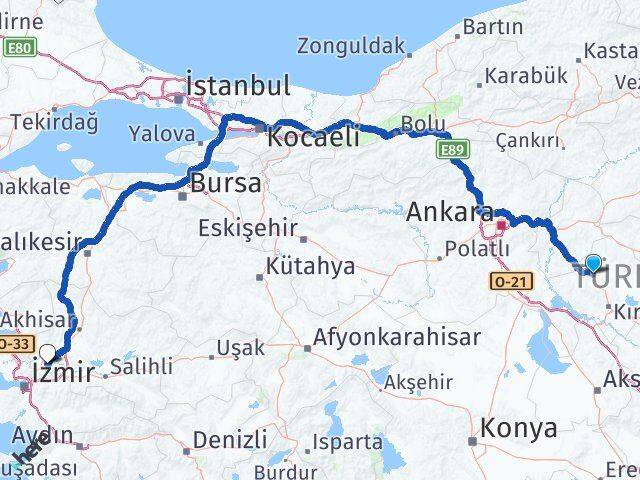 Kırşehir Akpınar Manisa Arası Kaç Km - Yol Haritası