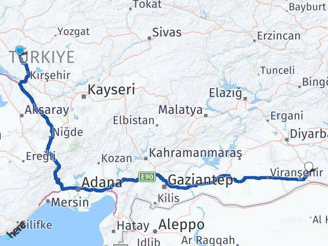 Kırşehir Akpınar Mardin Arası Kaç Km - Yol Haritası
