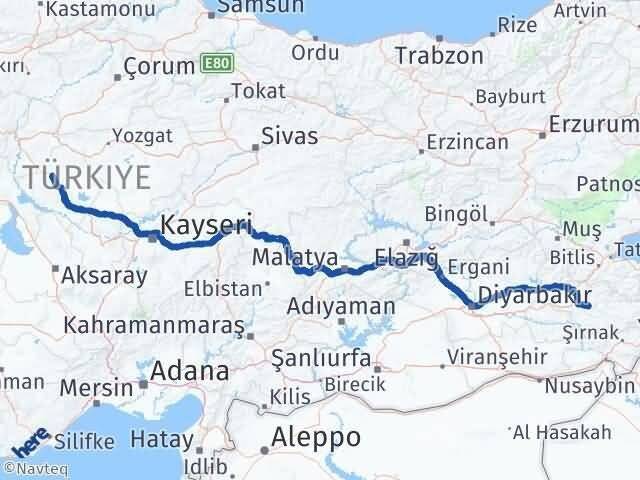 Kırşehir Akpınar Siirt Arası Kaç Km - Yol Haritası