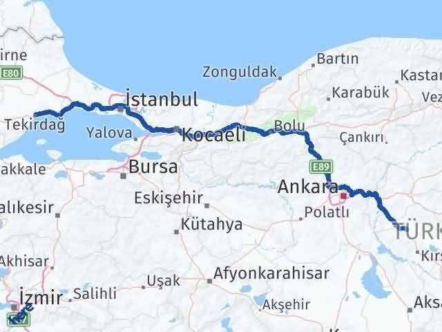 Kırşehir Akpınar Tekirdağ Arası Kaç Km - Yol Haritası