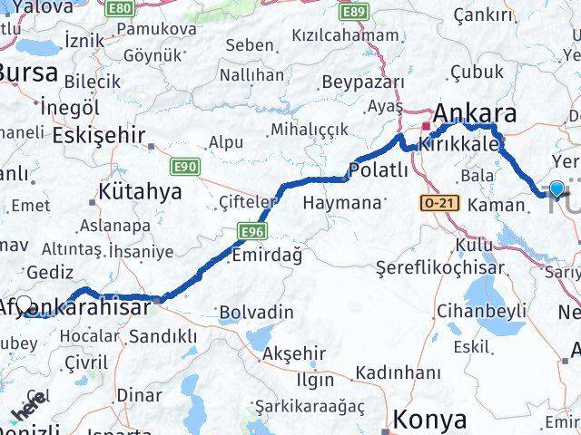 Kırşehir Akpınar Uşak Arası Kaç Km - Yol Haritası