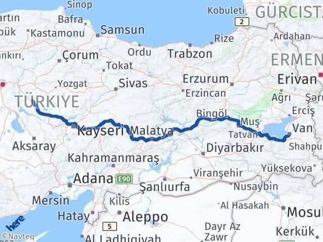 Kırşehir Akpınar Van Arası Kaç Km - Yol Haritası