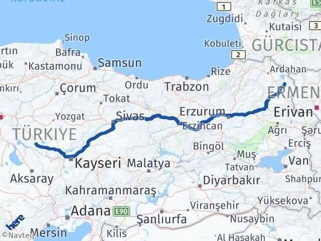 Kırşehir Arpaçay Kars Arası Kaç Km - Yol Haritası