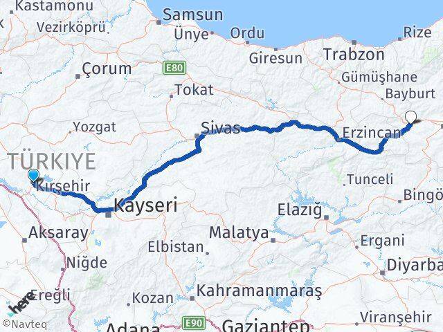 Kırşehir Aşkale Erzurum Arası Kaç Km - Yol Haritası