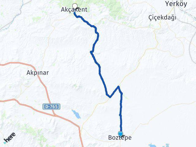 Kırşehir Boztepe Akçakent Arası Kaç Km - Yol Haritası
