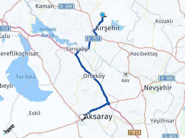 Kırşehir Boztepe Aksaray Arası Kaç Km - Yol Haritası