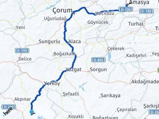 Kırşehir Boztepe Amasya Arası Kaç Km - Yol Haritası