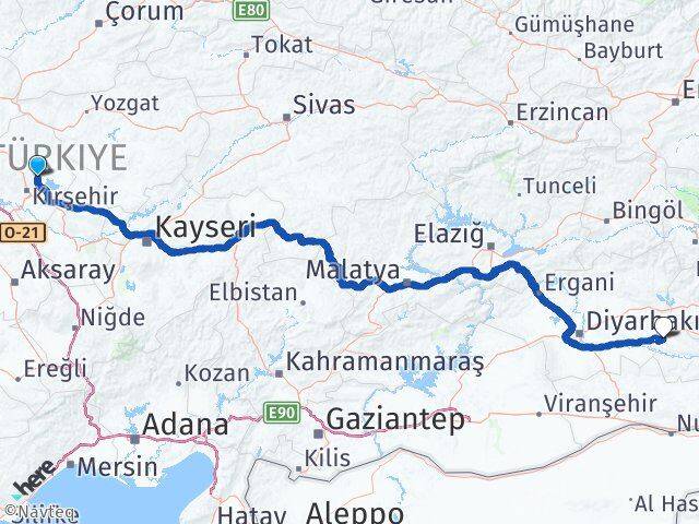 Kırşehir Boztepe Batman Arası Kaç Km - Yol Haritası