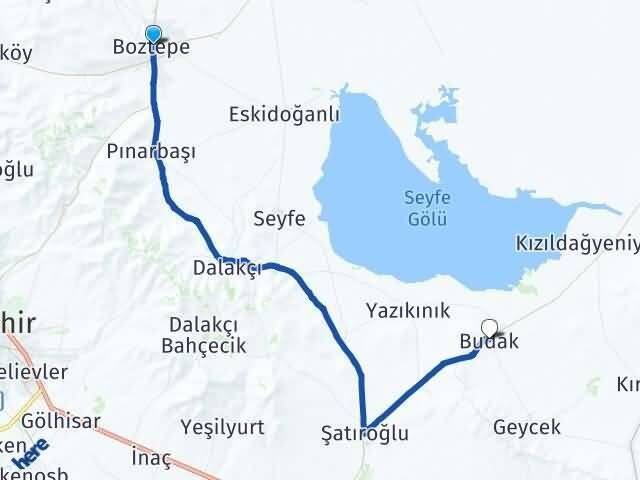 Kırşehir Boztepe Budak Mucur Arası Kaç Km - Yol Haritası