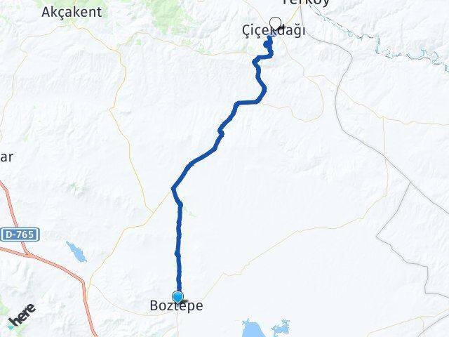 Kırşehir Boztepe Çiçekdağı Arası Kaç Km - Yol Haritası