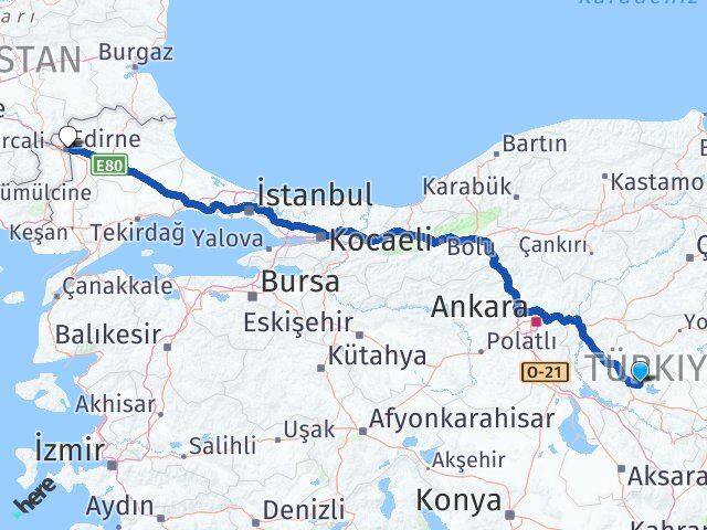 Kırşehir Boztepe Edirne Arası Kaç Km - Yol Haritası