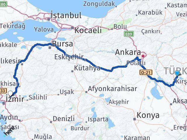 Kırşehir Boztepe Manisa Arası Kaç Km - Yol Haritası