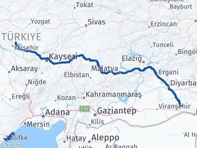 Kırşehir Boztepe Mardin Arası Kaç Km - Yol Haritası