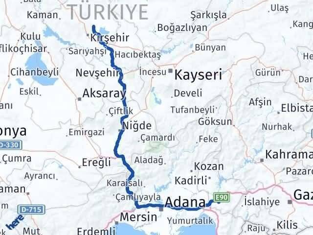 Kırşehir Boztepe Osmaniye Arası Kaç Km - Yol Haritası