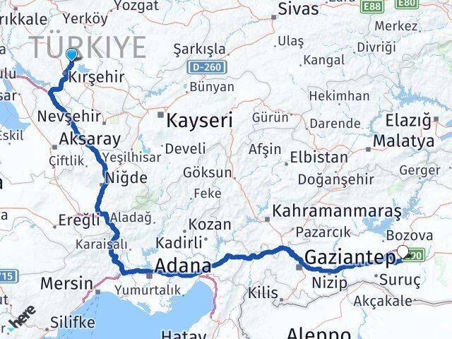Kırşehir Boztepe Şanlıurfa Arası Kaç Km - Yol Haritası