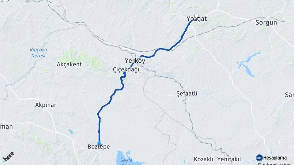 Kırşehir Boztepe Yozgat Arası Kaç Km - Yol Haritası