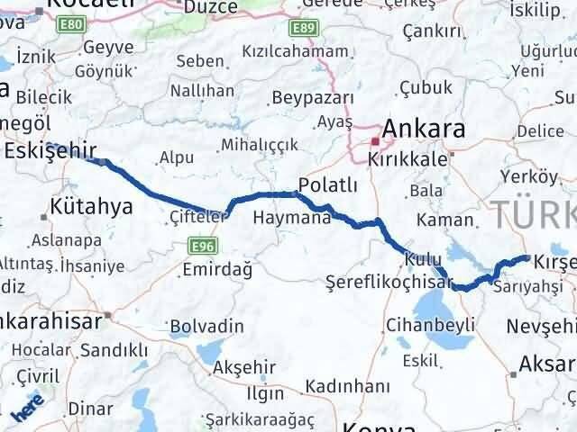 Kırşehir Bozüyük Bilecik Arası Kaç Km - Yol Haritası