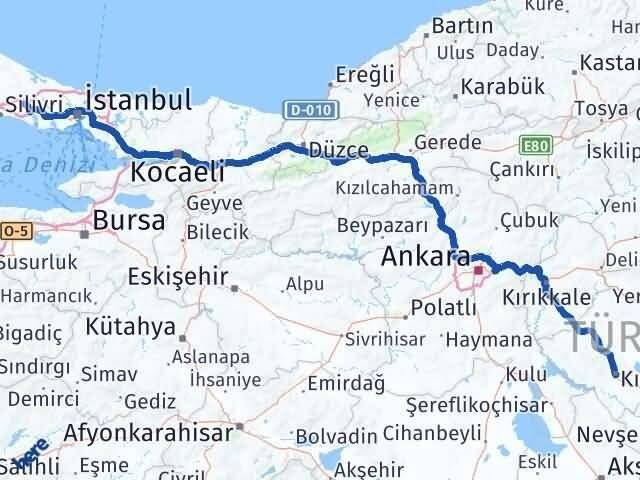 Kırşehir Çatalca İstanbul Arası Kaç Km - Yol Haritası