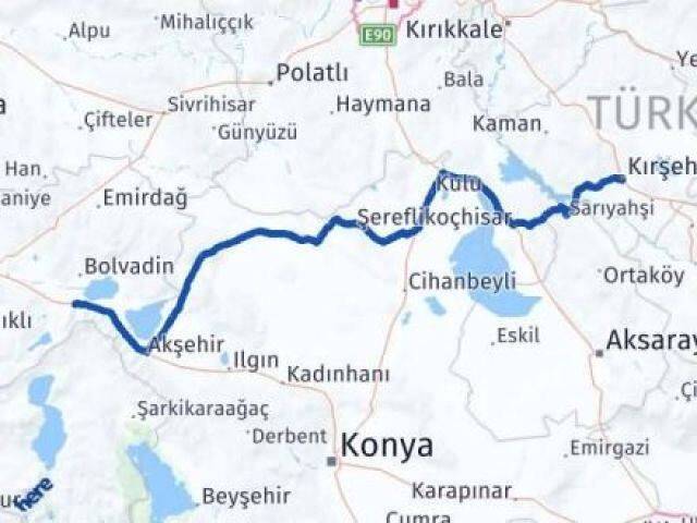 Kırşehir Çay Afyonkarahisar Arası Kaç Km - Yol Haritası