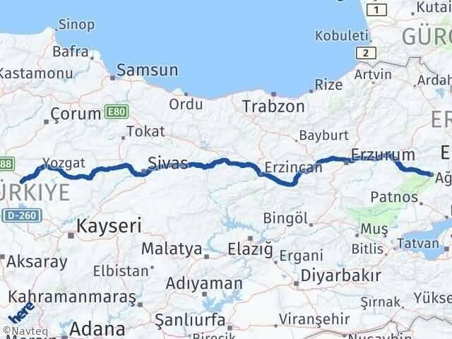 Kırşehir Çiçekdağı Ağrı Arası Kaç Km - Yol Haritası