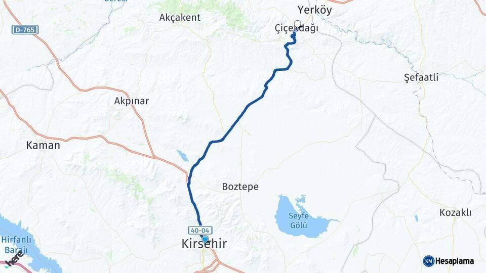 Kırşehir Çiçekdağı Arası Kaç Km - Yol Haritası