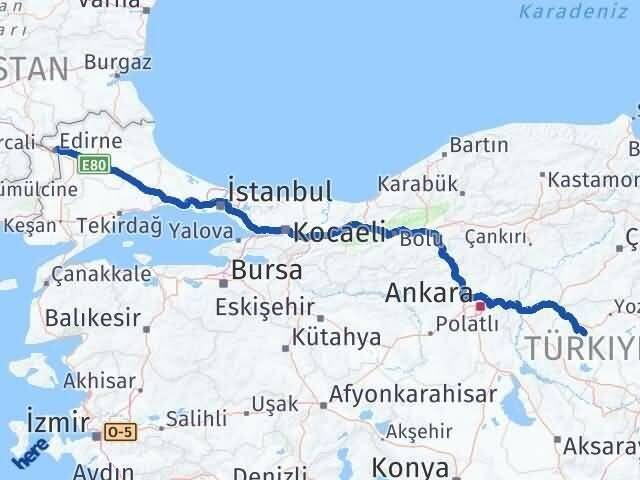 Kırşehir Çiçekdağı Edirne Arası Kaç Km - Yol Haritası
