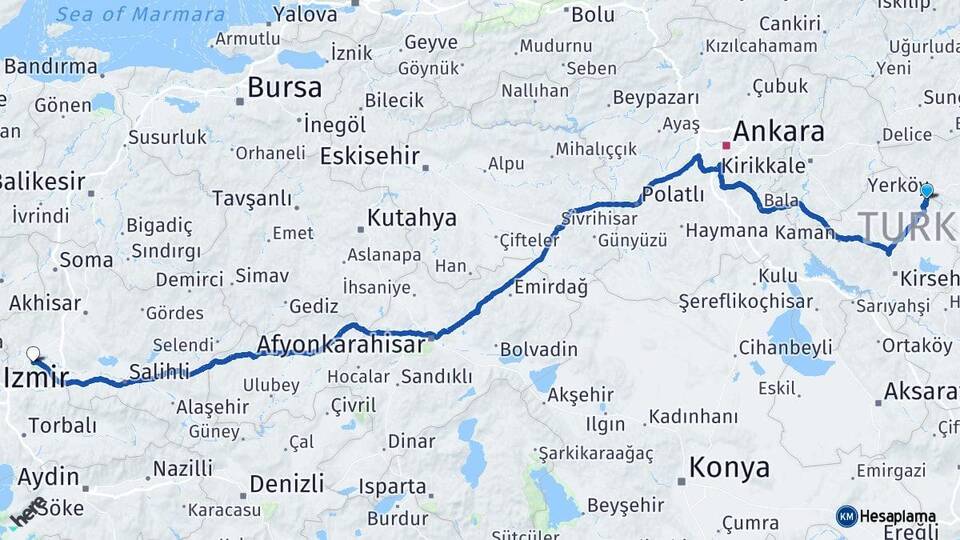 Kırşehir Çiçekdağı Manisa Arası Kaç Km - Yol Haritası
