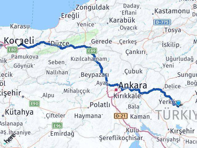Kırşehir Çiçekdağı Sakarya Arası Kaç Km - Yol Haritası
