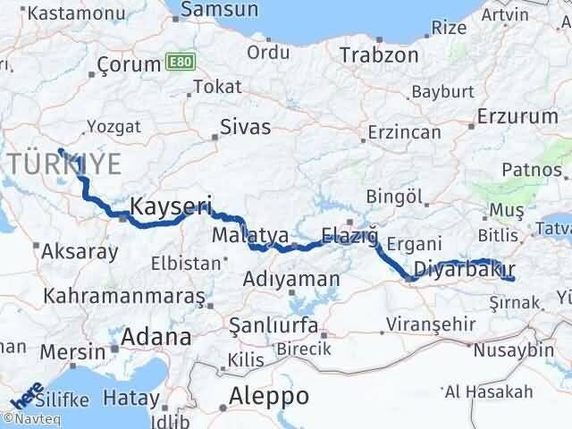 Kırşehir Çiçekdağı Siirt Arası Kaç Km - Yol Haritası