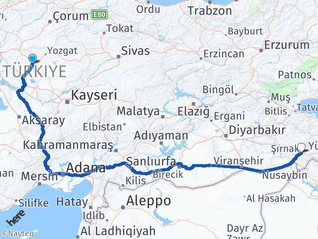 Kırşehir Çiçekdağı Şırnak Arası Kaç Km - Yol Haritası