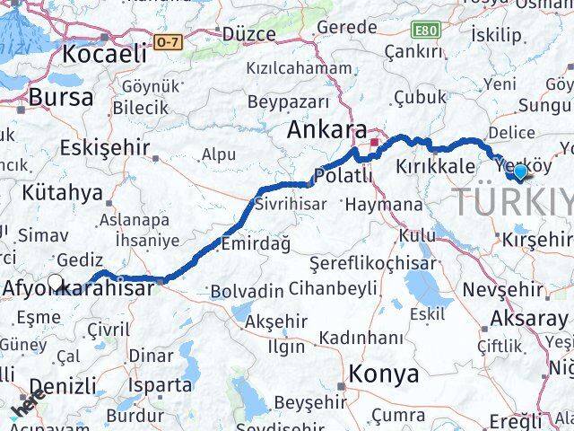 Kırşehir Çiçekdağı Uşak Arası Kaç Km - Yol Haritası