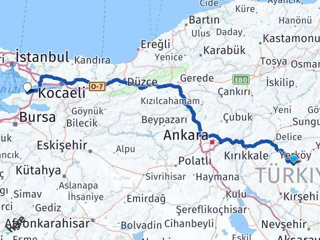 Kırşehir Çiçekdağı Yalova Arası Kaç Km - Yol Haritası