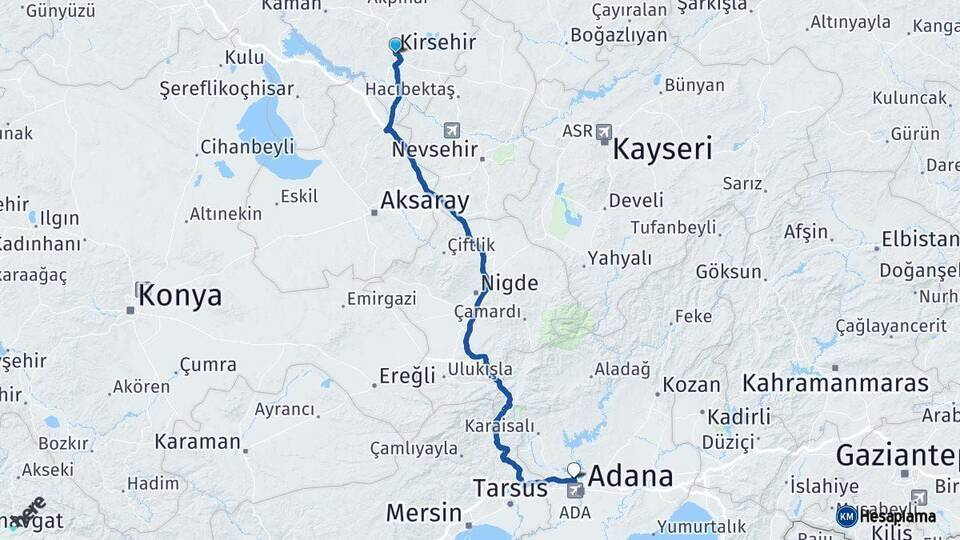 Kırşehir Çukurova Arası Kaç Km - Yol Tarifi