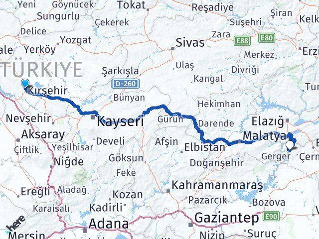 Kırşehir Çüngüş Diyarbakır Arası Kaç Km - Yol Haritası
