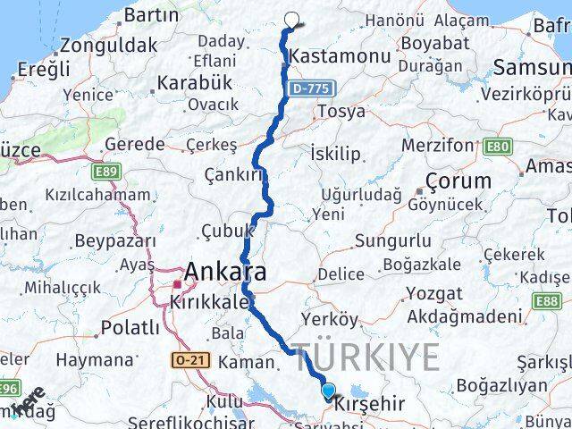 Kırşehir Devrekani Kastamonu Arası Kaç Km - Yol Haritası